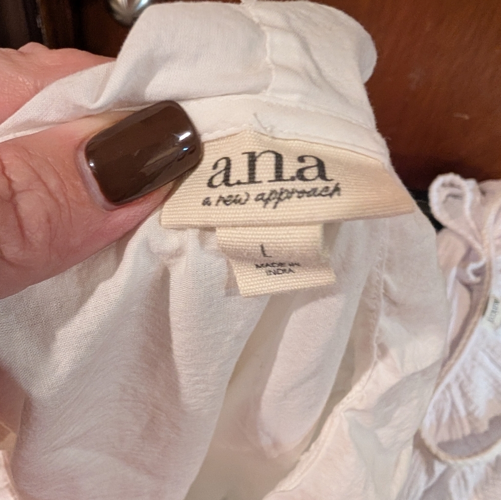 a.n.a White Eyelet Ruffle Blouse - Picture 3 of 4